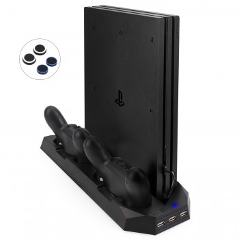 Vertical Charging Stand for PS4 Slim/ PS4 Pro with Dual Cooler Fan Black